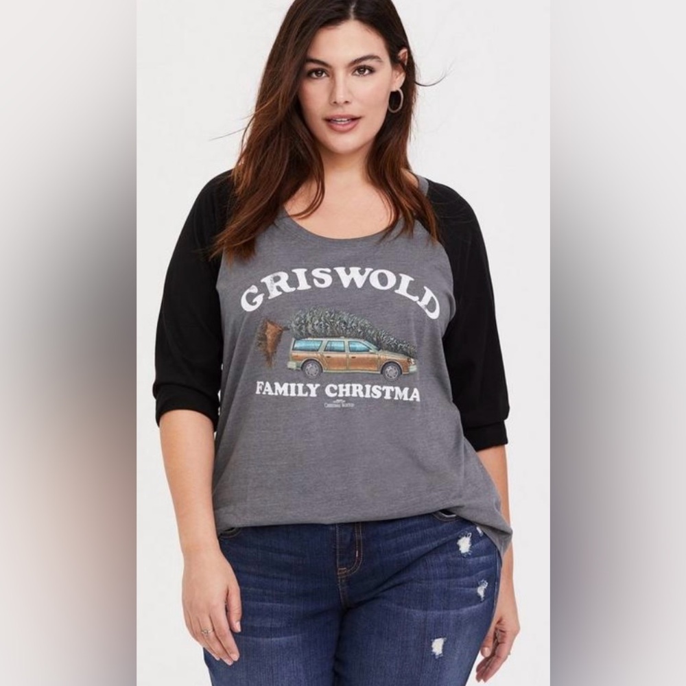 Torrid National Lampoons Griswold Family Christmas Grey Raglan Tee Size 0